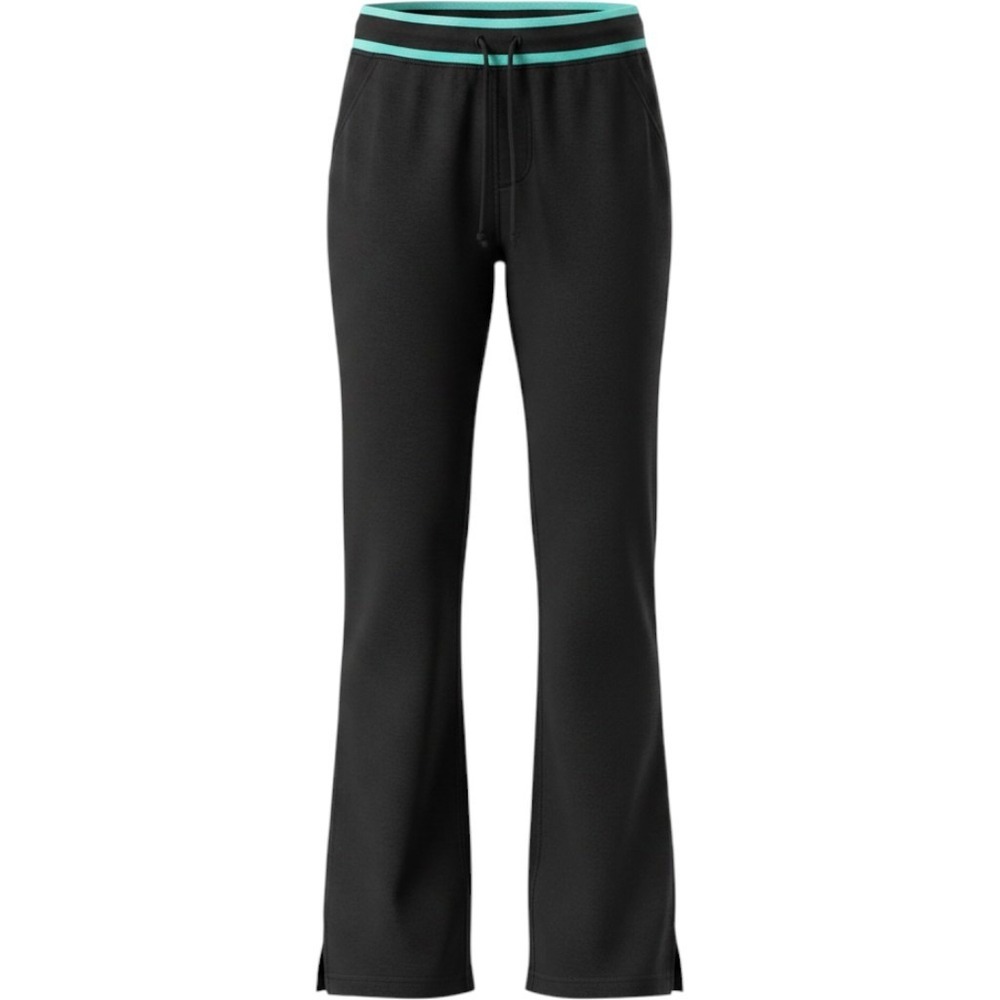 Adidas Womens Black Teal Waistband Bootcut Athletic Pants Yoga Training Slit Hem